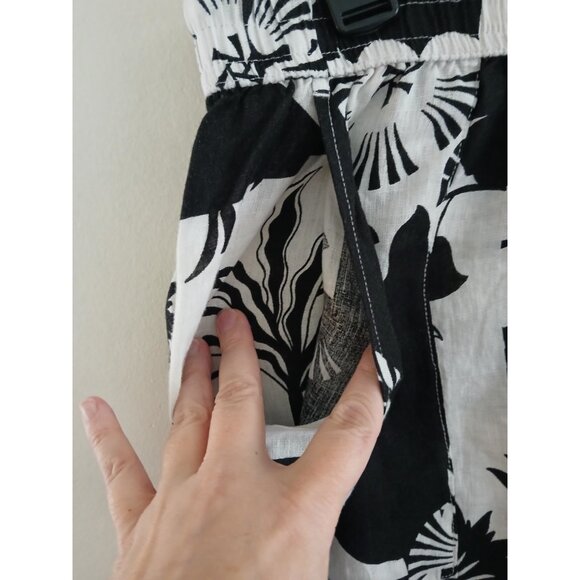 Nicole Miller Womens M Linen Wide Leg Pants Floral Tropical Print Resort Travel - Picture 4 of 6